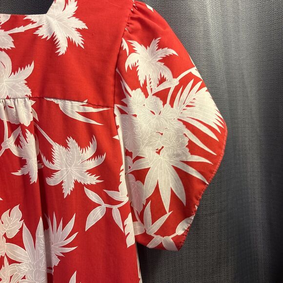 Vintage 90s Women's Kalena Fashions of Hawaii Red Hibiscus Floral Muumuu Size M - Picture 10 of 12